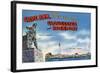 Gloucester, Massachusetts, View of Fisherman's Memorial, Twin Lights-Lantern Press-Framed Art Print