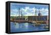 Gloucester, Massachusetts, Waterfront View of the Fish Pier with Ships-Lantern Press-Framed Stretched Canvas