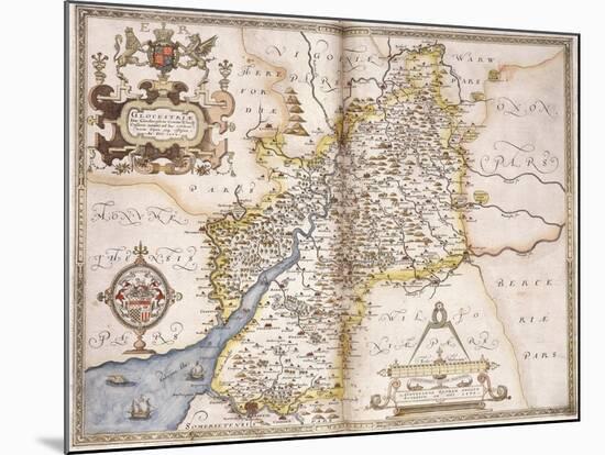 Gloucester(Shire), 1579-Christopher Saxton-Mounted Giclee Print