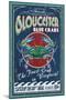 Gloucester, Virginia - Blue Crab Vintage Sign-Lantern Press-Mounted Art Print