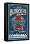 Gloucester, Virginia - Blue Crab Vintage Sign-Lantern Press-Framed Stretched Canvas