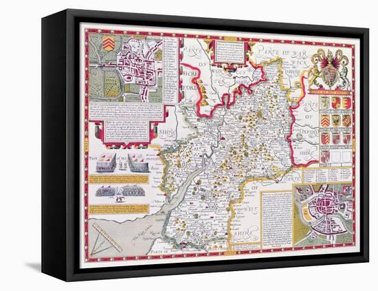 Gloucestershire, Engraved by Jodocus Hondius (1563-1612) from John Speed's 'Theatre of the Empire…-John Speed-Framed Stretched Canvas