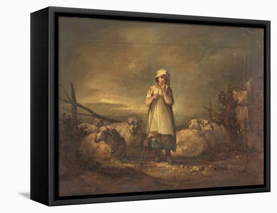 Gloucestershire Girl Keeping Sheep-Thomas Barker-Framed Stretched Canvas