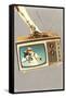 Gloved Arm Carrying Portable TV, Retro-null-Framed Stretched Canvas