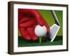 Gloved Hand Placing Golf Ball on Tee-null-Framed Photographic Print