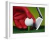 Gloved Hand Placing Golf Ball on Tee-null-Framed Photographic Print