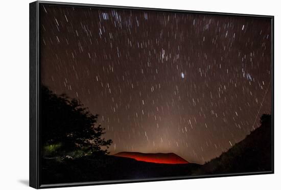 Glowing Active Volcanic Crater of Volcan Telica at Night with Star Trails and Shooting Star-Rob Francis-Framed Photographic Print