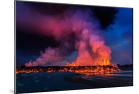 Glowing Lava, Eruption at the Holuhraun Fissure, Bardarbunga Volcano, Iceland-Ragnar Th Sigurdsson-Mounted Photographic Print