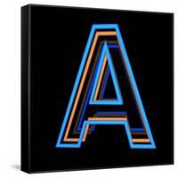 Glowing Letter A Isolated On Black Background-Andriy Zholudyev-Framed Stretched Canvas