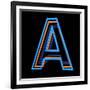 Glowing Letter A Isolated On Black Background-Andriy Zholudyev-Framed Art Print