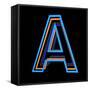 Glowing Letter A Isolated On Black Background-Andriy Zholudyev-Framed Stretched Canvas