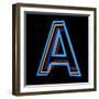 Glowing Letter A Isolated On Black Background-Andriy Zholudyev-Framed Art Print