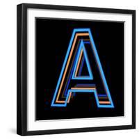 Glowing Letter A Isolated On Black Background-Andriy Zholudyev-Framed Art Print