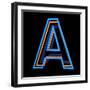 Glowing Letter A Isolated On Black Background-Andriy Zholudyev-Framed Art Print