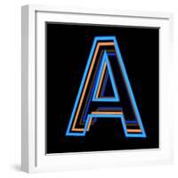 Glowing Letter A Isolated On Black Background-Andriy Zholudyev-Framed Art Print