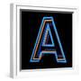 Glowing Letter A Isolated On Black Background-Andriy Zholudyev-Framed Art Print