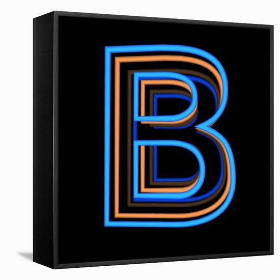 Glowing Letter B Isolated On Black Background-Andriy Zholudyev-Framed Stretched Canvas