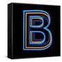 Glowing Letter B Isolated On Black Background-Andriy Zholudyev-Framed Stretched Canvas