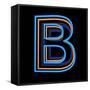 Glowing Letter B Isolated On Black Background-Andriy Zholudyev-Framed Stretched Canvas