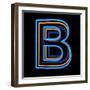 Glowing Letter B Isolated On Black Background-Andriy Zholudyev-Framed Art Print