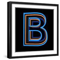 Glowing Letter B Isolated On Black Background-Andriy Zholudyev-Framed Art Print