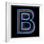 Glowing Letter B Isolated On Black Background-Andriy Zholudyev-Framed Art Print