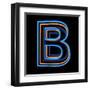 Glowing Letter B Isolated On Black Background-Andriy Zholudyev-Framed Art Print