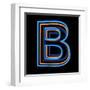 Glowing Letter B Isolated On Black Background-Andriy Zholudyev-Framed Art Print