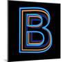 Glowing Letter B Isolated On Black Background-Andriy Zholudyev-Mounted Art Print