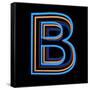 Glowing Letter B Isolated On Black Background-Andriy Zholudyev-Framed Stretched Canvas