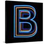 Glowing Letter B Isolated On Black Background-Andriy Zholudyev-Stretched Canvas