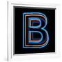 Glowing Letter B Isolated On Black Background-Andriy Zholudyev-Framed Art Print