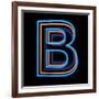 Glowing Letter B Isolated On Black Background-Andriy Zholudyev-Framed Art Print