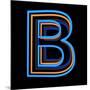 Glowing Letter B Isolated On Black Background-Andriy Zholudyev-Mounted Art Print