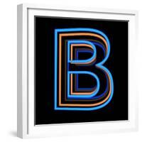 Glowing Letter B Isolated On Black Background-Andriy Zholudyev-Framed Premium Giclee Print