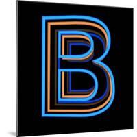 Glowing Letter B Isolated On Black Background-Andriy Zholudyev-Mounted Premium Giclee Print