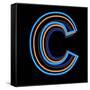 Glowing Letter C Isolated On Black Background-Andriy Zholudyev-Framed Stretched Canvas