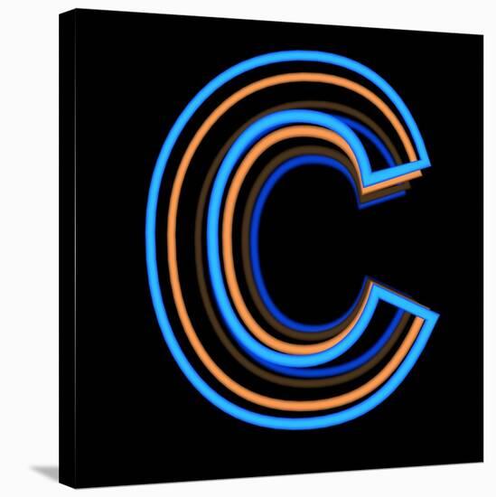 Glowing Letter C Isolated On Black Background-Andriy Zholudyev-Stretched Canvas