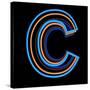 Glowing Letter C Isolated On Black Background-Andriy Zholudyev-Stretched Canvas