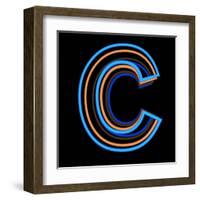 Glowing Letter C Isolated On Black Background-Andriy Zholudyev-Framed Art Print