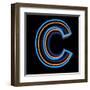 Glowing Letter C Isolated On Black Background-Andriy Zholudyev-Framed Art Print