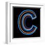 Glowing Letter C Isolated On Black Background-Andriy Zholudyev-Framed Art Print