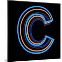 Glowing Letter C Isolated On Black Background-Andriy Zholudyev-Mounted Art Print