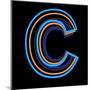 Glowing Letter C Isolated On Black Background-Andriy Zholudyev-Mounted Art Print