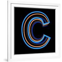 Glowing Letter C Isolated On Black Background-Andriy Zholudyev-Framed Art Print