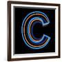 Glowing Letter C Isolated On Black Background-Andriy Zholudyev-Framed Art Print