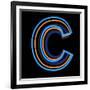 Glowing Letter C Isolated On Black Background-Andriy Zholudyev-Framed Art Print