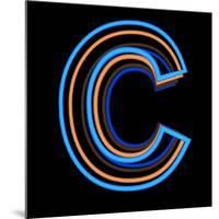 Glowing Letter C Isolated On Black Background-Andriy Zholudyev-Mounted Art Print