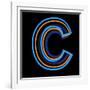 Glowing Letter C Isolated On Black Background-Andriy Zholudyev-Framed Art Print