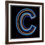 Glowing Letter C Isolated On Black Background-Andriy Zholudyev-Framed Art Print